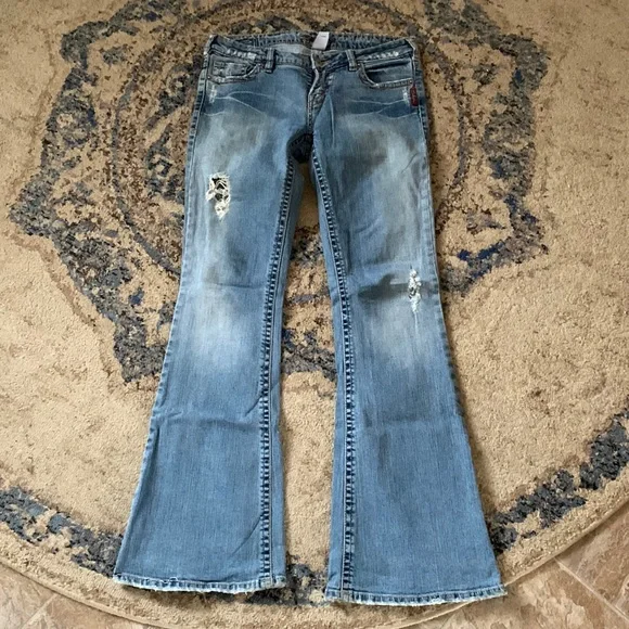 Silver Flare Jeans- size 27/33 - Picture 1 of 6